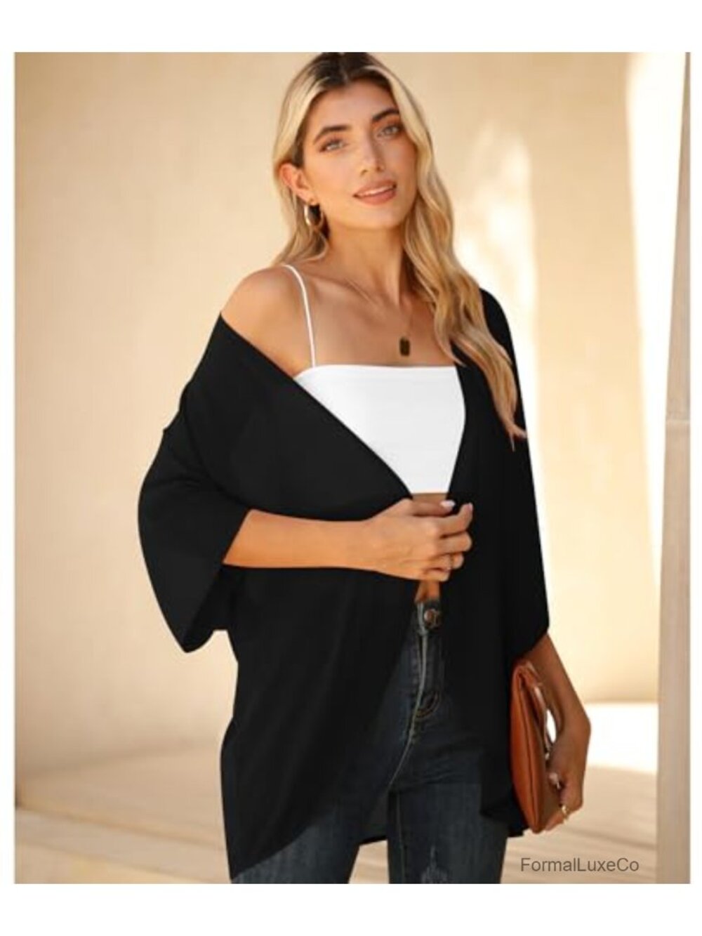 Lightweight Chiffon Cardigan Puff Sleeve Loose Beach Cover Up Blouse Top - Picture 2 of 6